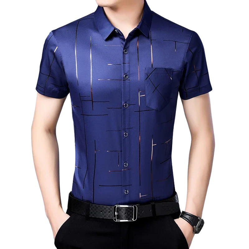 Casual Business Style Men’s Fashion Cotton Short Sleeve Shirt