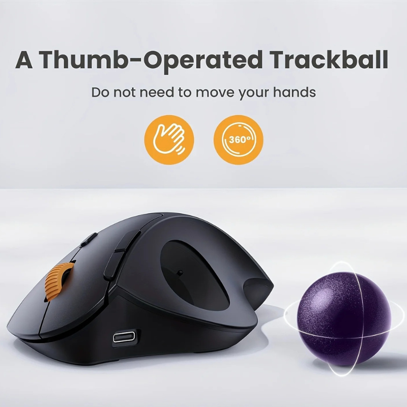Ergonomic, Rechargeable, Multi-OS ProtoArc EM04 BT Trackball Mouse