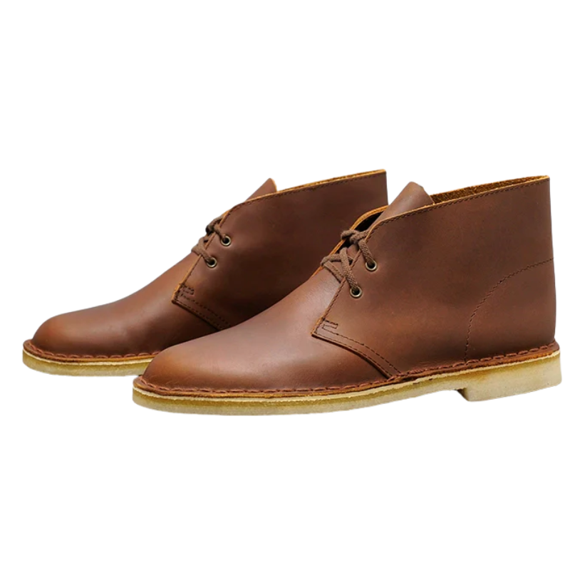 Men's Crazy Horse Leather Desert Boots with Rubber Sole