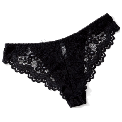 Breathable Lace Satin Low-Rise Briefs with Delicate Straps
