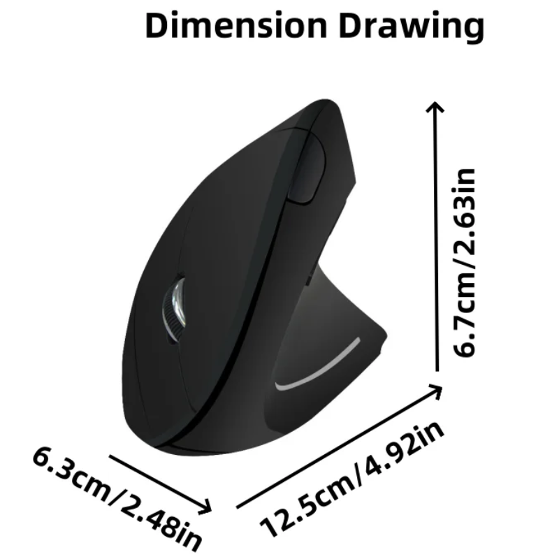 Ergonomic Vertical Wireless Mouse, 6-Button Right-Hand PC Mouse