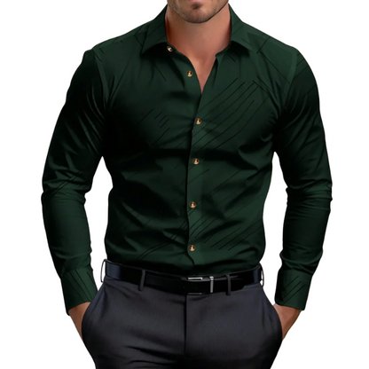 Men’s Solid Formal  Striped Lapel Long Sleeve Spring Style Shirt