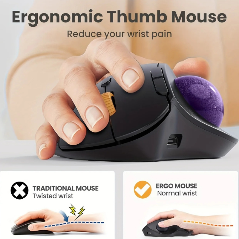 Ergonomic, Rechargeable, Multi-OS ProtoArc EM04 BT Trackball Mouse