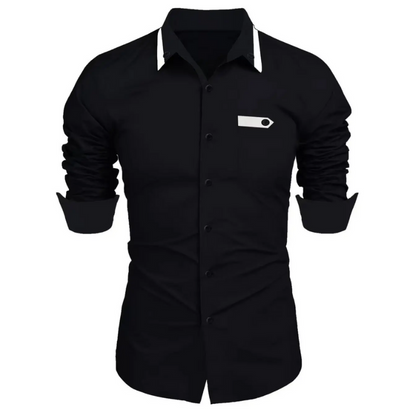 Casual & Work Long Sleeve Men’s Slim Fit Lapel Cardigan Shirt