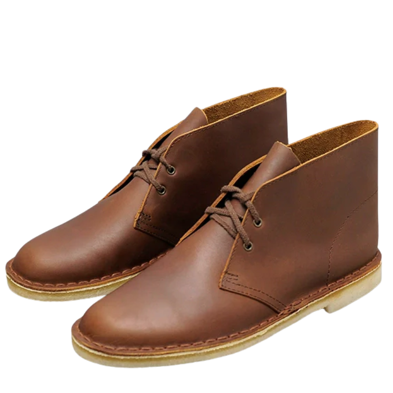 Men's Crazy Horse Leather Desert Boots with Rubber Sole