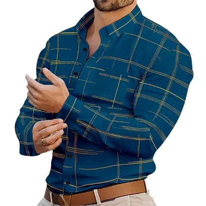 Summer Men's Long Sleeve Lapel Shirt