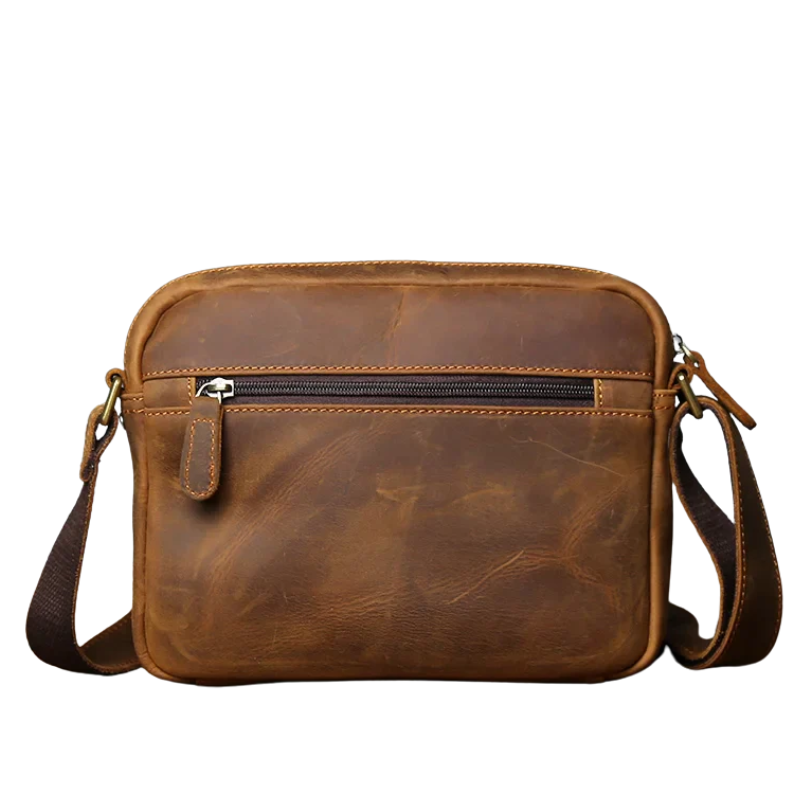 Retro Cowhide Leather Shoulder Messenger Bag for 9" iPad