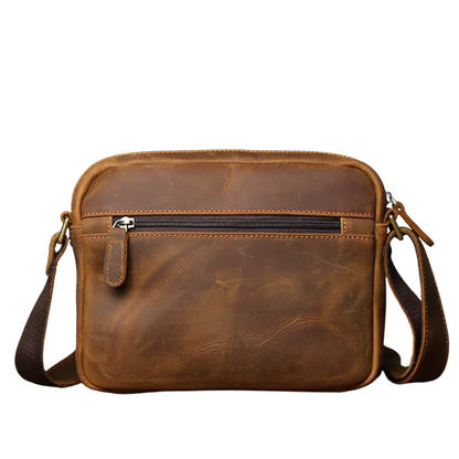 Retro Cowhide Leather Shoulder Messenger Bag for 9" iPad