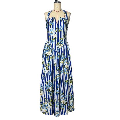 Floral Print Halter Neck Dress