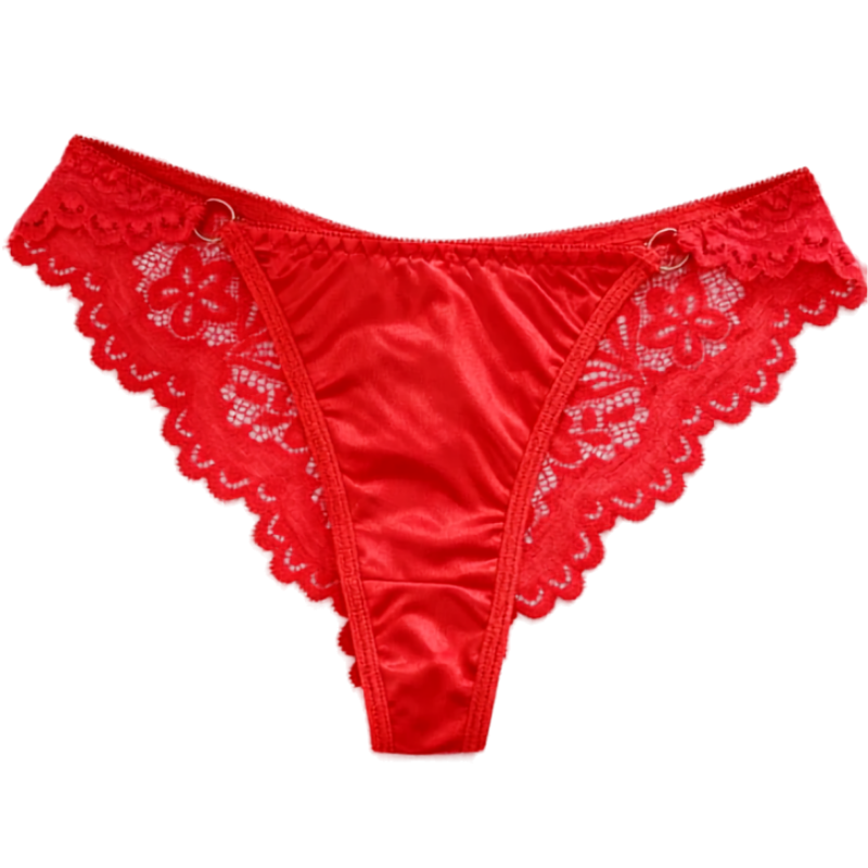 Breathable Lace Satin Low-Rise Briefs with Delicate Straps