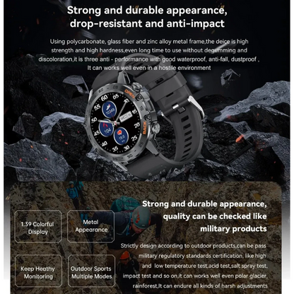 LIGE 1.39" Bluetooth Smartwatch Men Sport Fitness Heart Monitor