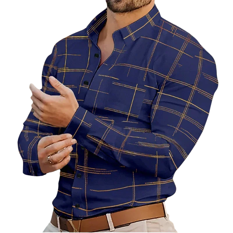 Summer Men's Long Sleeve Lapel Shirt