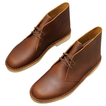 Men's Crazy Horse Leather Desert Boots with Rubber Sole