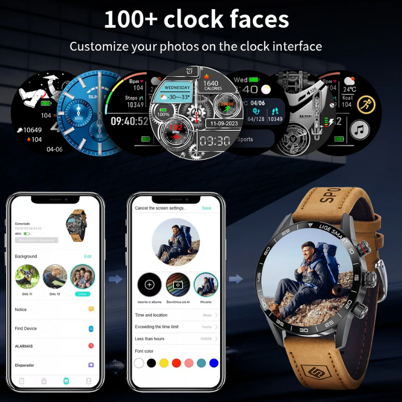 GPS, HR, Calls, Waterproof Rugged Military AMOLED Smartwatch