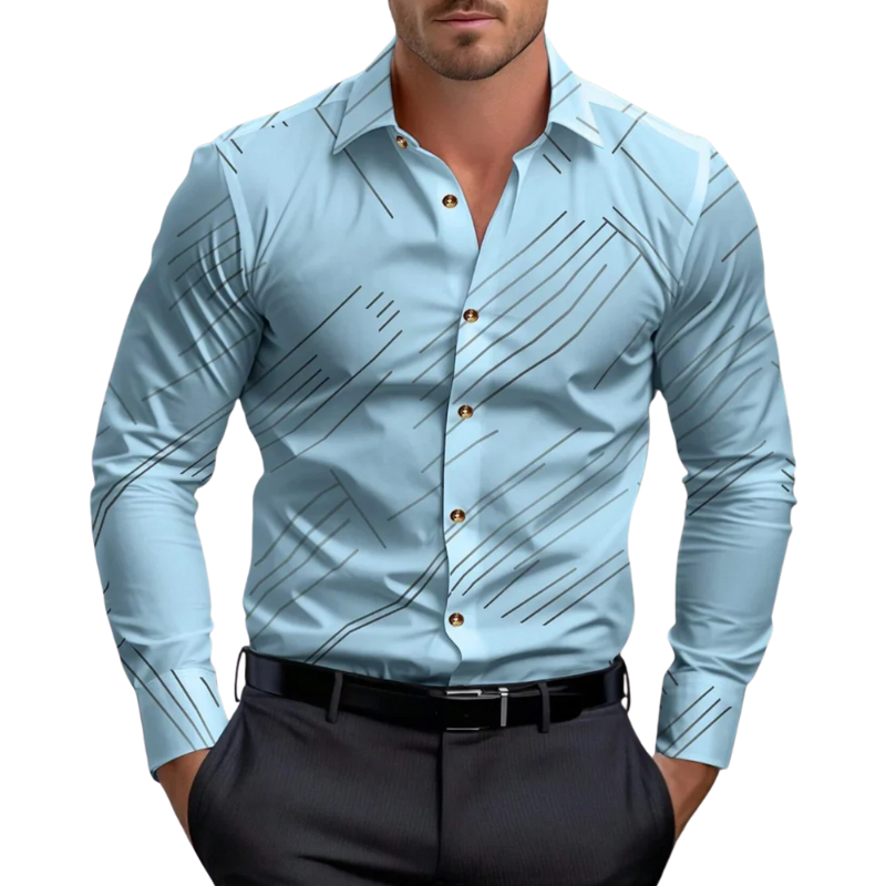 Men’s Solid Formal  Striped Lapel Long Sleeve Spring Style Shirt