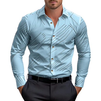 Men’s Solid Formal  Striped Lapel Long Sleeve Spring Style Shirt