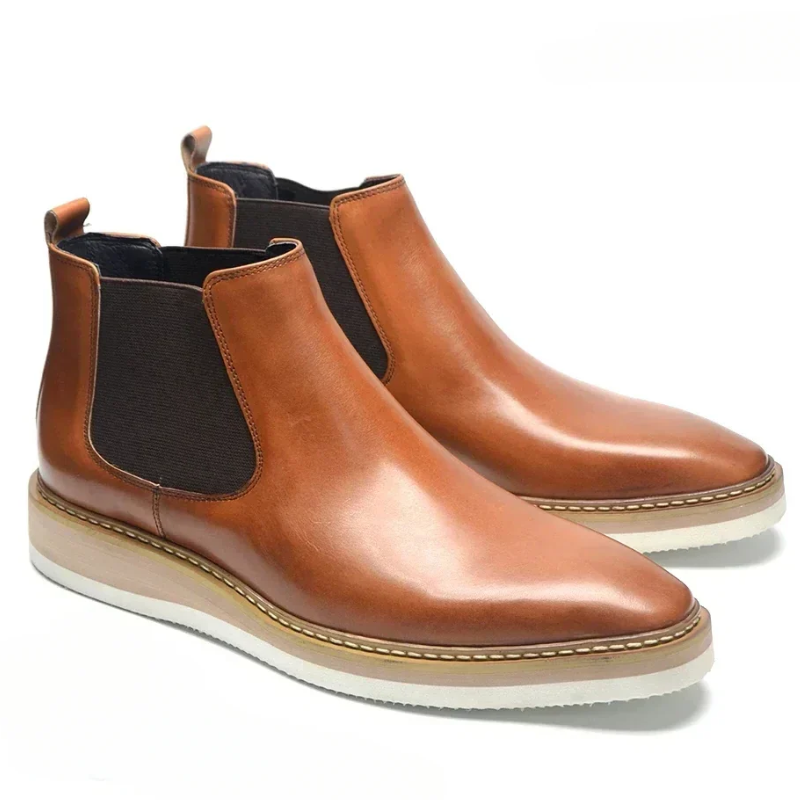 Men’s British Leather Slip-On High Top Chelsea Boots