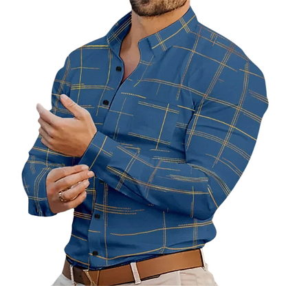 Summer Men's Long Sleeve Lapel Shirt