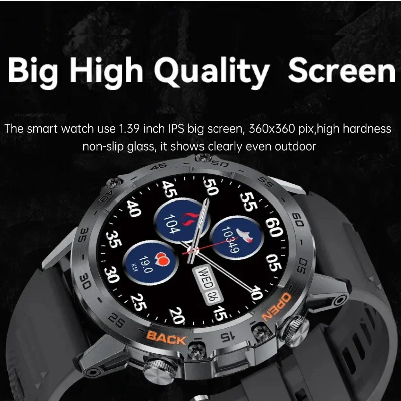 LIGE 1.39" Bluetooth Smartwatch Men Sport Fitness Heart Monitor