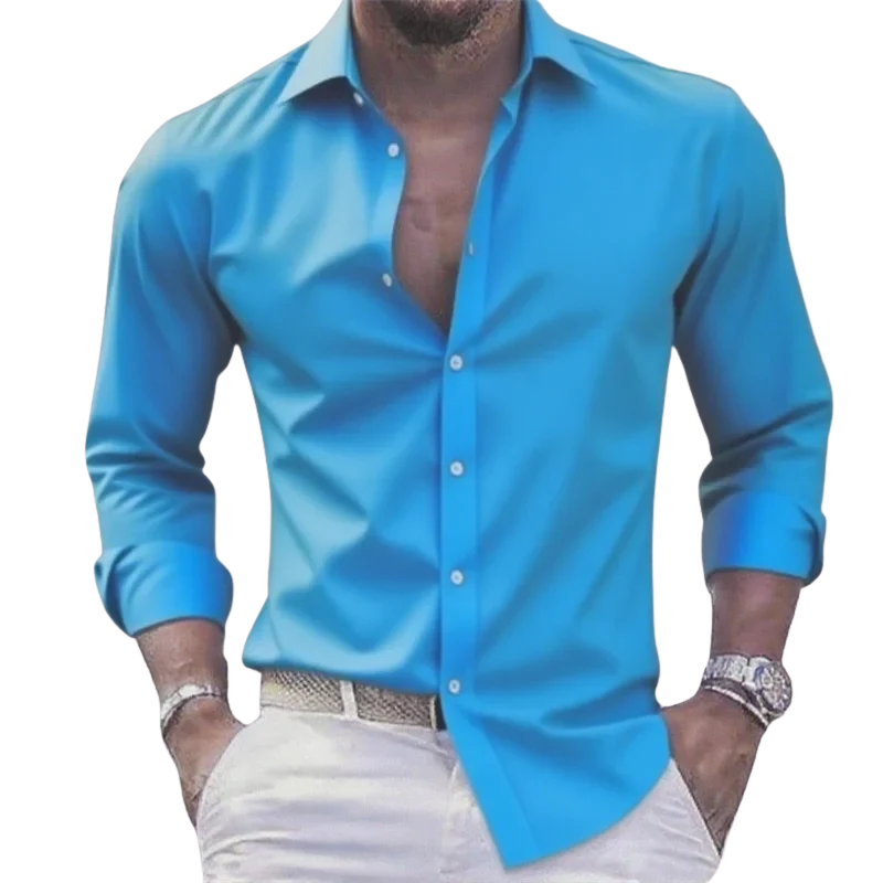 Casual & Formal Long Sleeve Comfort Men’s White Stretch Shirt
