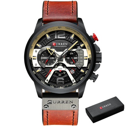 Curren Luxury Military Men's Leather Quartz Sport Watch