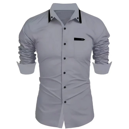 Casual & Work Long Sleeve Men’s Slim Fit Lapel Cardigan Shirt