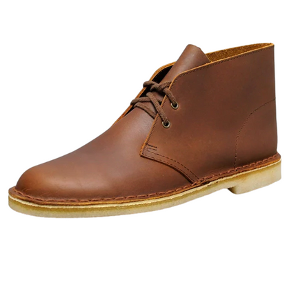 Men's Crazy Horse Leather Desert Boots with Rubber Sole