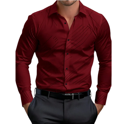 Men’s Solid Formal  Striped Lapel Long Sleeve Spring Style Shirt