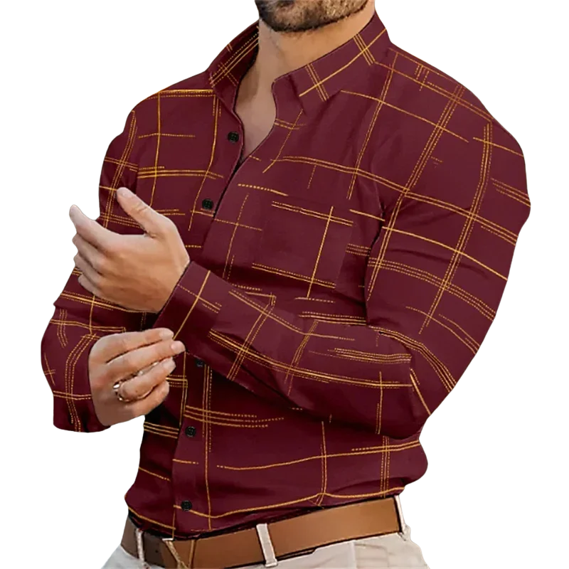 Summer Men's Long Sleeve Lapel Shirt