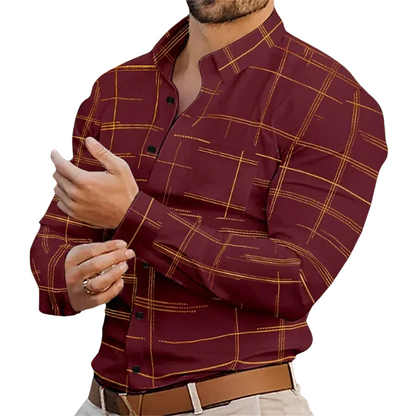 Summer Men's Long Sleeve Lapel Shirt