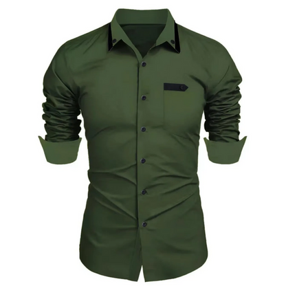 Casual & Work Long Sleeve Men’s Slim Fit Lapel Cardigan Shirt