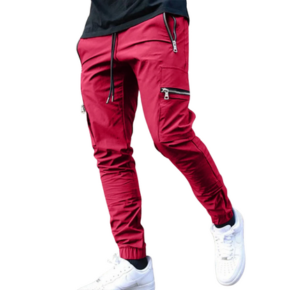 Slim Fit, All-Season Men's Mid-Waist Casual Sport Trousers