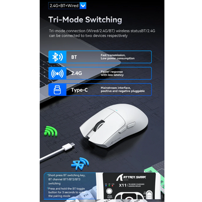 ATTACK SHARK X11 RGB Wireless Gaming Mouse, 22K DPI, PAW3311 Sensor