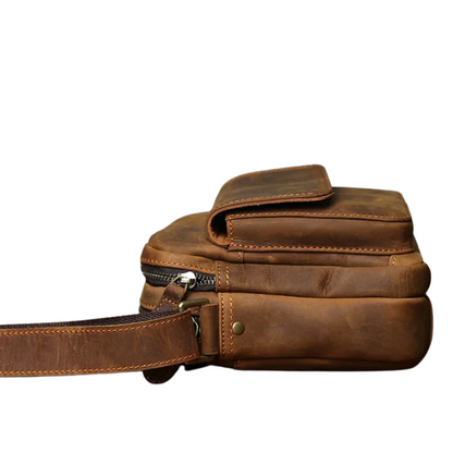 Retro Cowhide Leather Shoulder Messenger Bag for 9" iPad