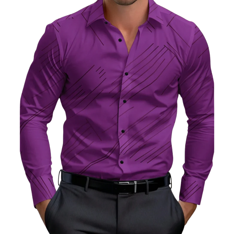 Men’s Solid Formal  Striped Lapel Long Sleeve Spring Style Shirt