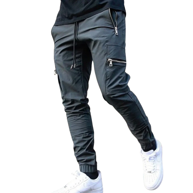 Slim Fit, All-Season Men's Mid-Waist Casual Sport Trousers