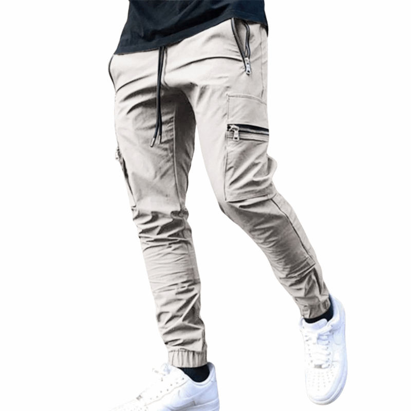Slim Fit, All-Season Men's Mid-Waist Casual Sport Trousers