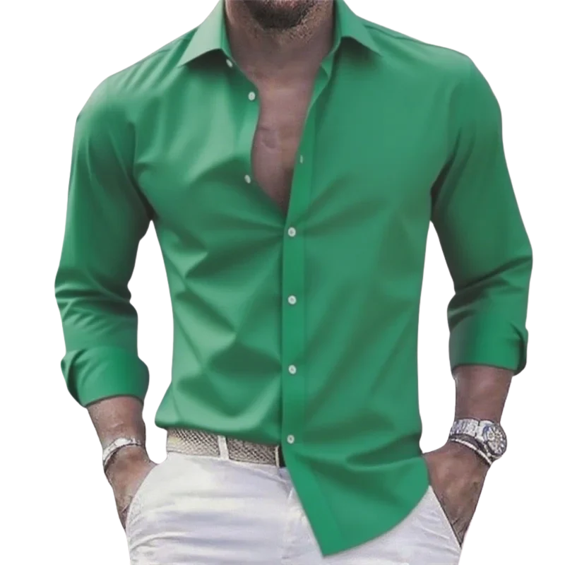 Casual & Formal Long Sleeve Comfort Men’s White Stretch Shirt