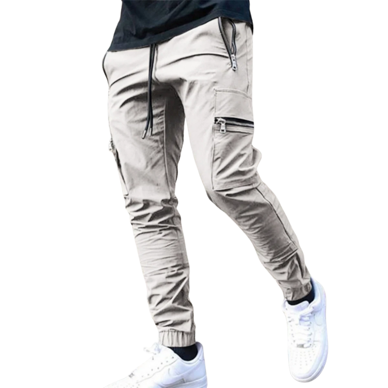 Slim Fit, All-Season Men's Mid-Waist Casual Sport Trousers