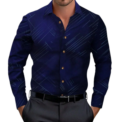 Men’s Solid Formal  Striped Lapel Long Sleeve Spring Style Shirt