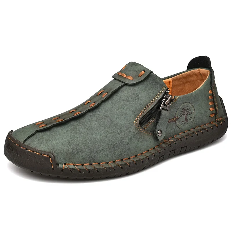 Casual Slip-On Breathable Flats Handmade Men’s Leather Loafers
