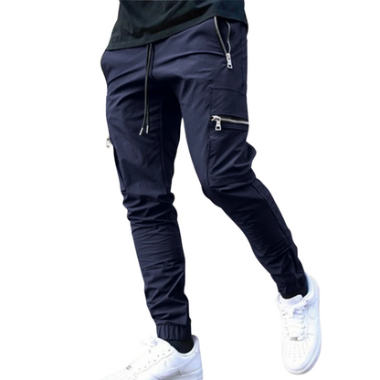 Slim Fit, All-Season Men's Mid-Waist Casual Sport Trousers