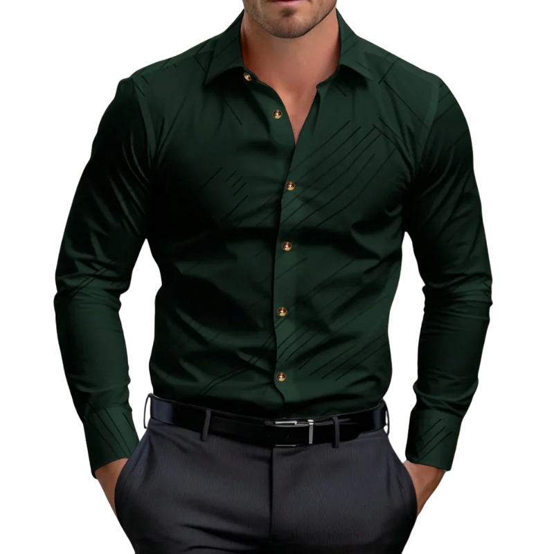 Men’s Solid Formal  Striped Lapel Long Sleeve Spring Style Shirt