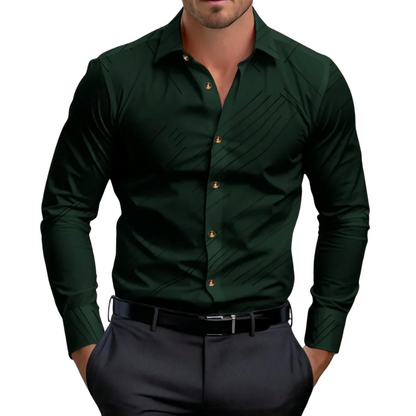 Men’s Solid Formal  Striped Lapel Long Sleeve Spring Style Shirt