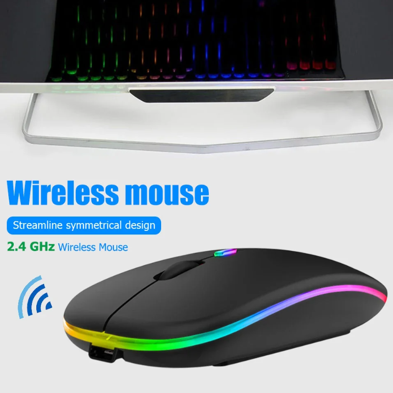 Ultra-Thin Silent Wireless Mouse 2.4G USB Rechargeable for Laptop