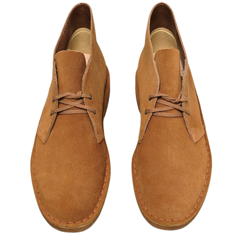 Men's Crazy Horse Leather Desert Boots with Rubber Sole