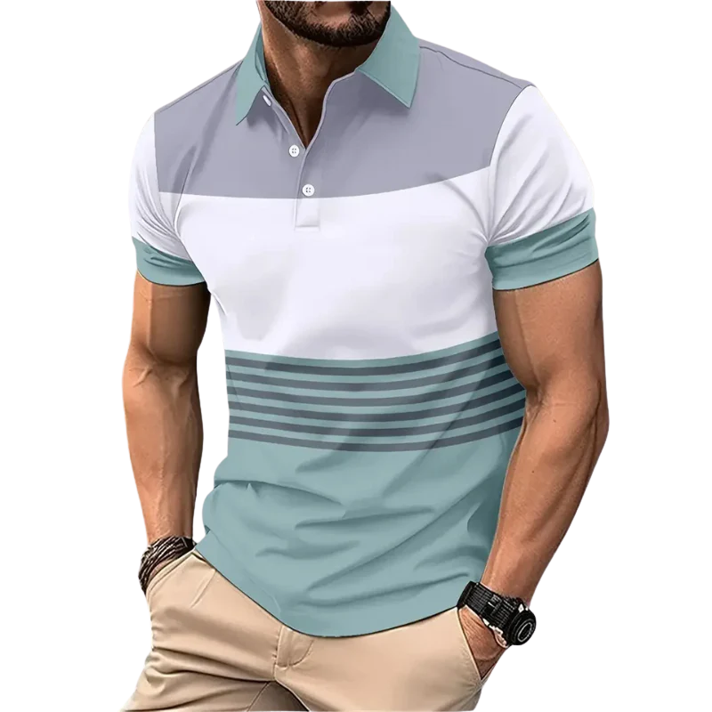 Breathable Solid Color Short Sleeve Men’s Summer Casual Polo Shirt