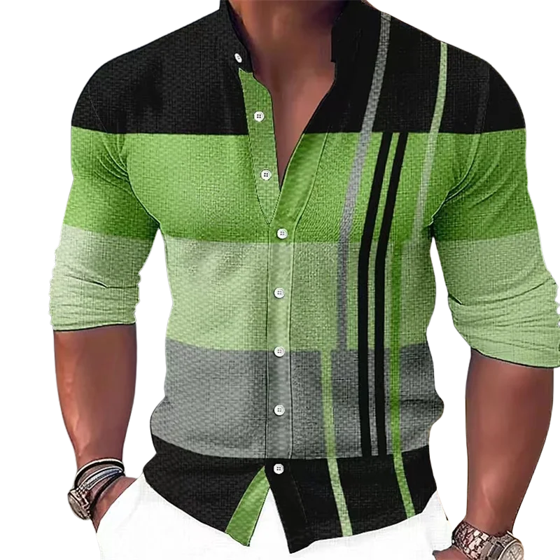 Plaid Stripe Collar Men’s Streetwear Shirt