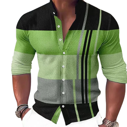 Plaid Stripe Collar Men’s Streetwear Shirt