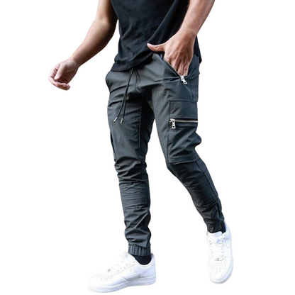Slim Fit, All-Season Men's Mid-Waist Casual Sport Trousers